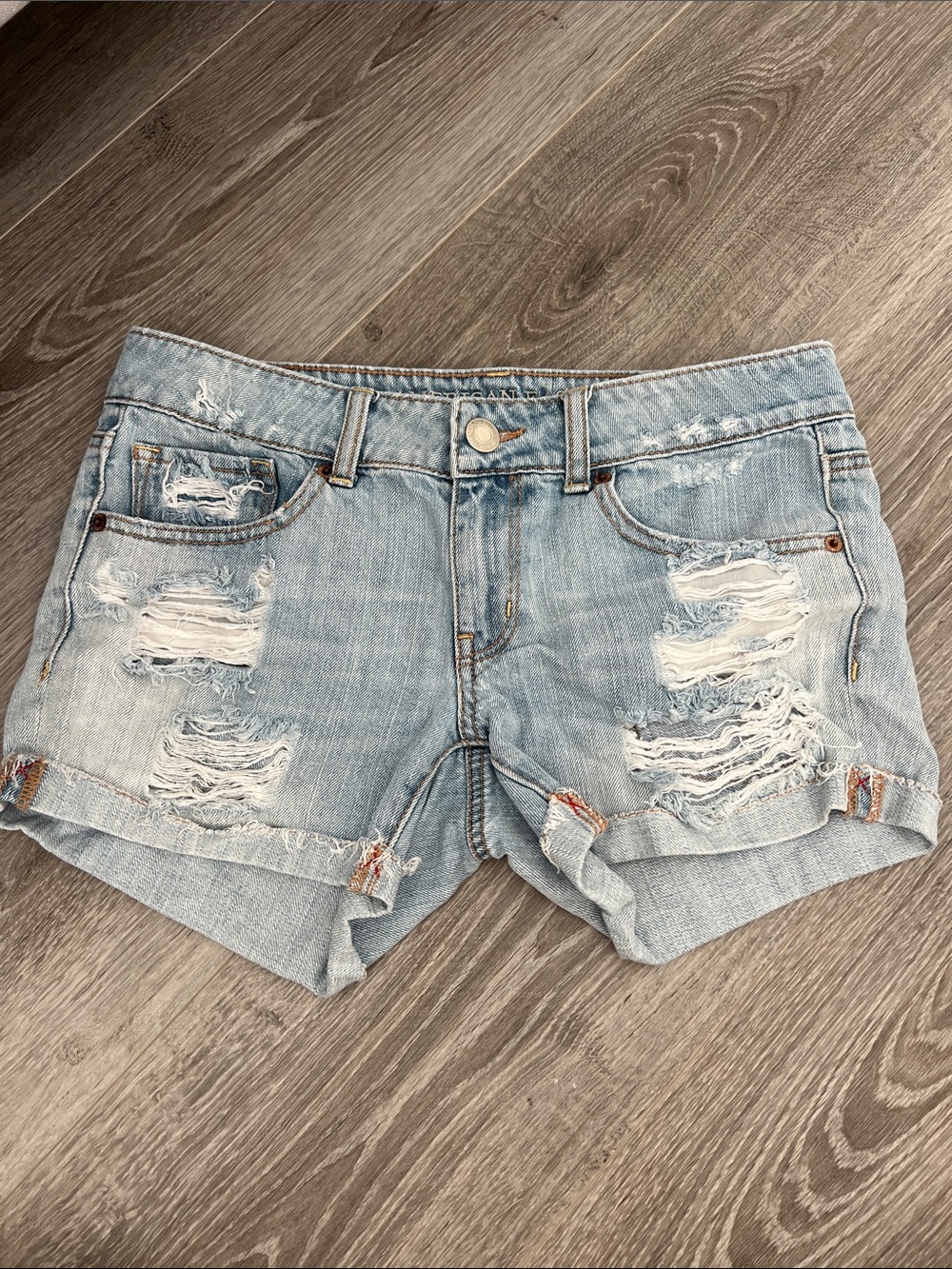 Women’s Distressed Light Blue Denim Jean Shorts